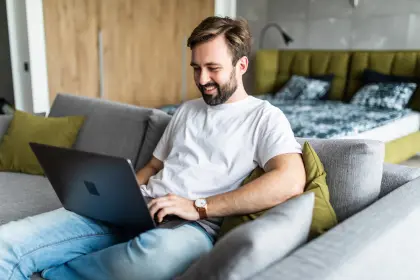 Online nursing learner on a laptop computer taking an online course