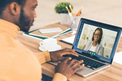 Learner taking an online nursing course on a computer